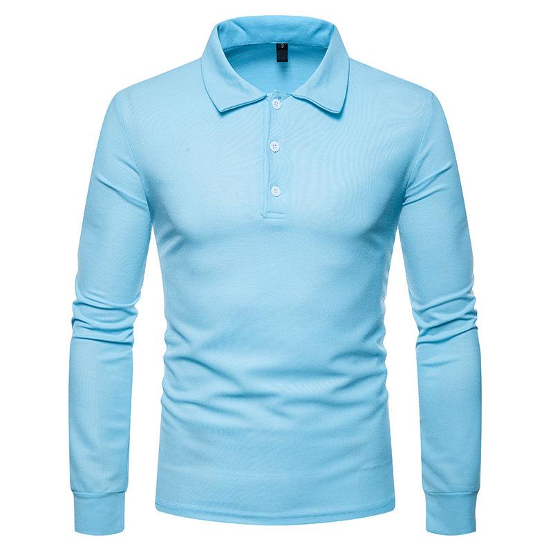 Autumn/Winter 2021 Men's Slim Fit Long Sleeve Polo with Color Turn-Down Collar