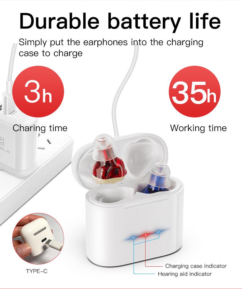 Rechargeable CIC Hearing Aids for Seniors with Accessories and Sound Amplifier