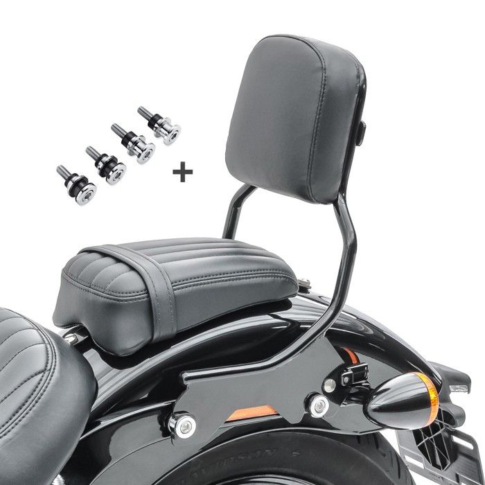 Passagerarsadel Set kompatibel med Harley Davidson Softail Standard 20-25 och fotpinnar med Fäste Craftride FS1 + Sissy Bar