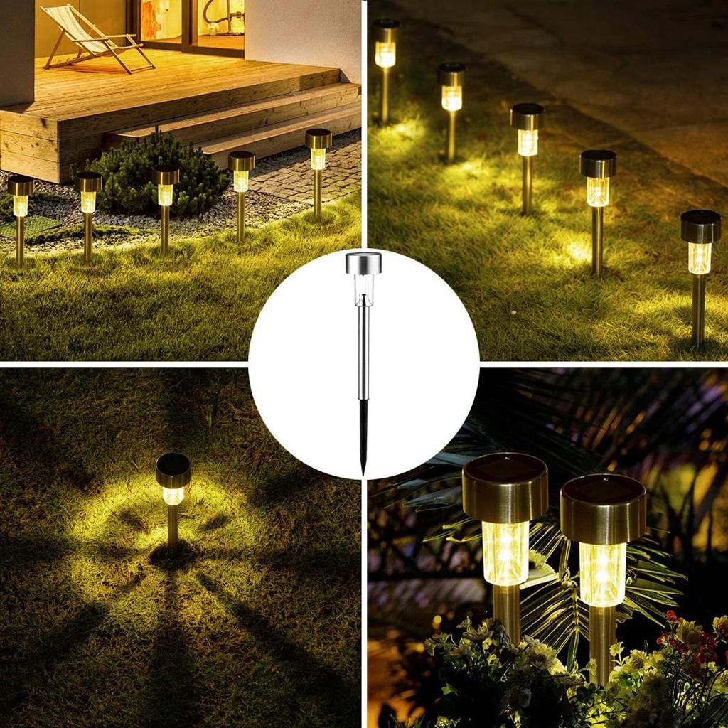 Lampy solarne zewnętrzne ogrodowe LED / Lampy stal nierdzewna - Zestaw 12 sztuk