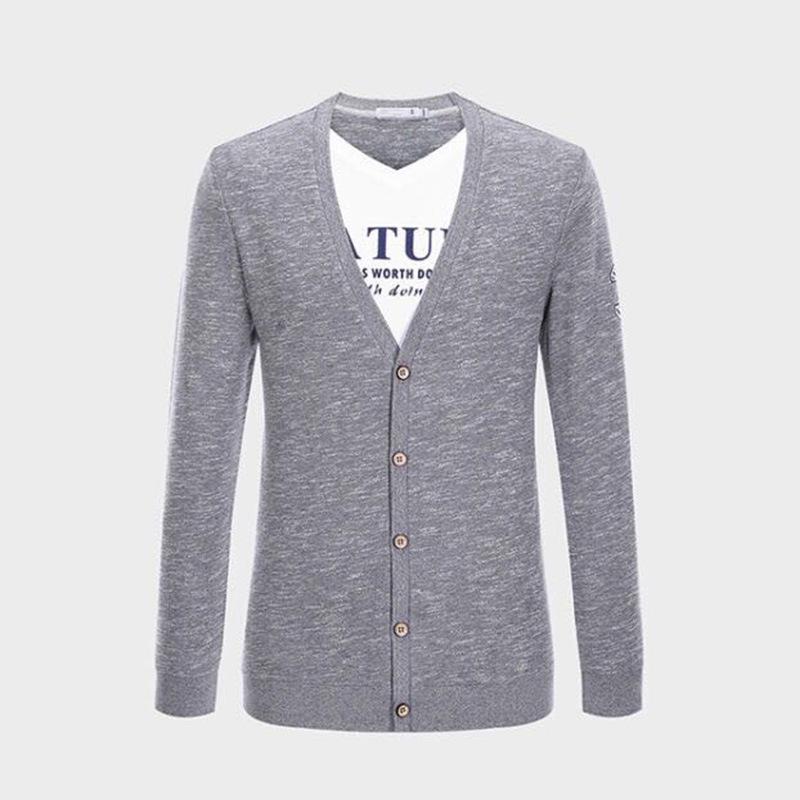 

Мужской осенний облегающий вязаный пуловер с длинным рукавом в стиле из двух частей 52