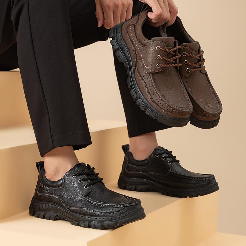 Leather Casual Shoes Men's Lace Up Shoes Outdoor Walking Shoes Office Men's Dress Shoes Sneakers