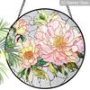 2D Flache Buntglas Rosa Pfingstrose Fensterdekoration, Elegante Farbglasplatte mit Kette, Charmante Frühling Sommer Sonnenfänger Wandkunst Haus Garten