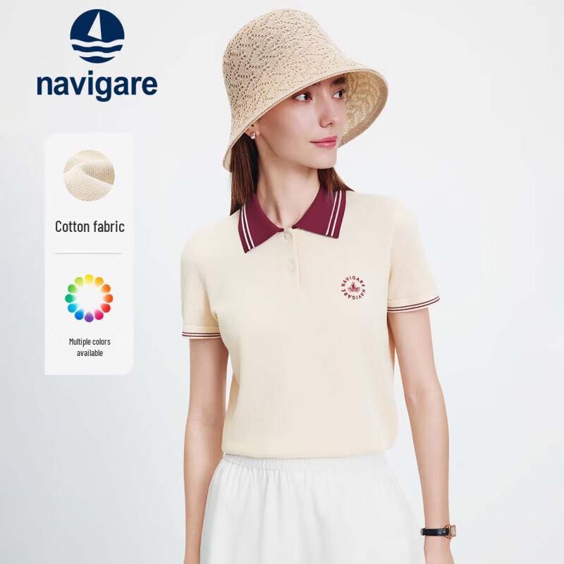 Navigare Women s Knitted Contrast Collar Polo Shirt XL