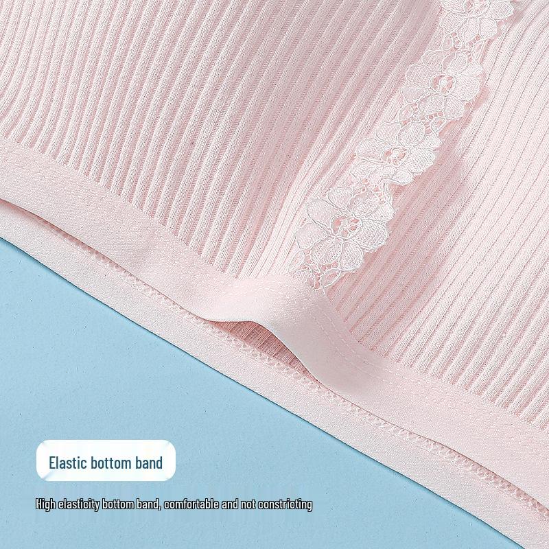 Girls' Breathable Fixed Cup Cotton Vest for Puberty - Strappy and Secure for Junior High & High School Students