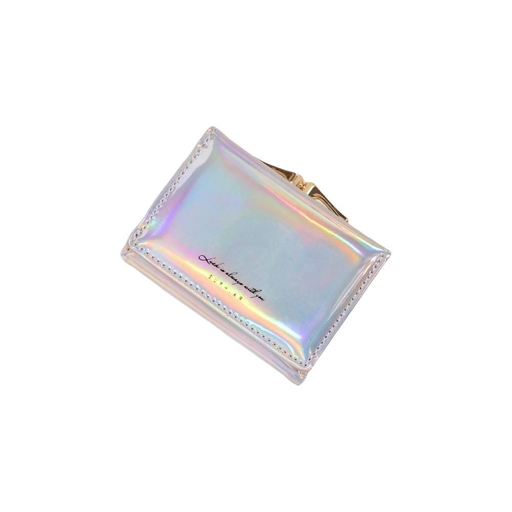 Multi-card Slot Laser Short Wallet Hasp Triple Fold Wallet Elegant Card Holder  Outdoor