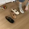 Korean version of round head 2025 autumn light mouth single shoes Velcro fashion versatile soft flat silver Mary Jane shoes ballet shoes