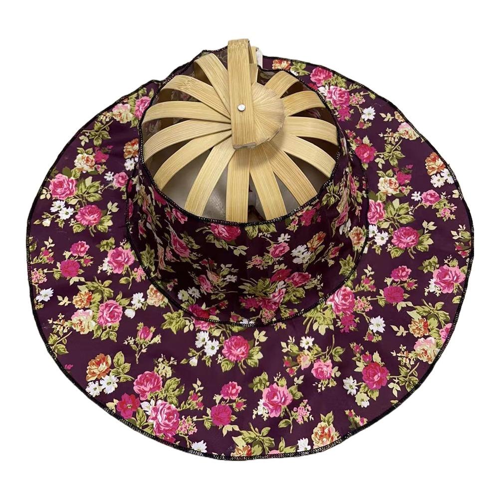 

Дорожная пляжная кепка от солнца Женская защита от солнца Портативный бамбуковый шелк Style 2