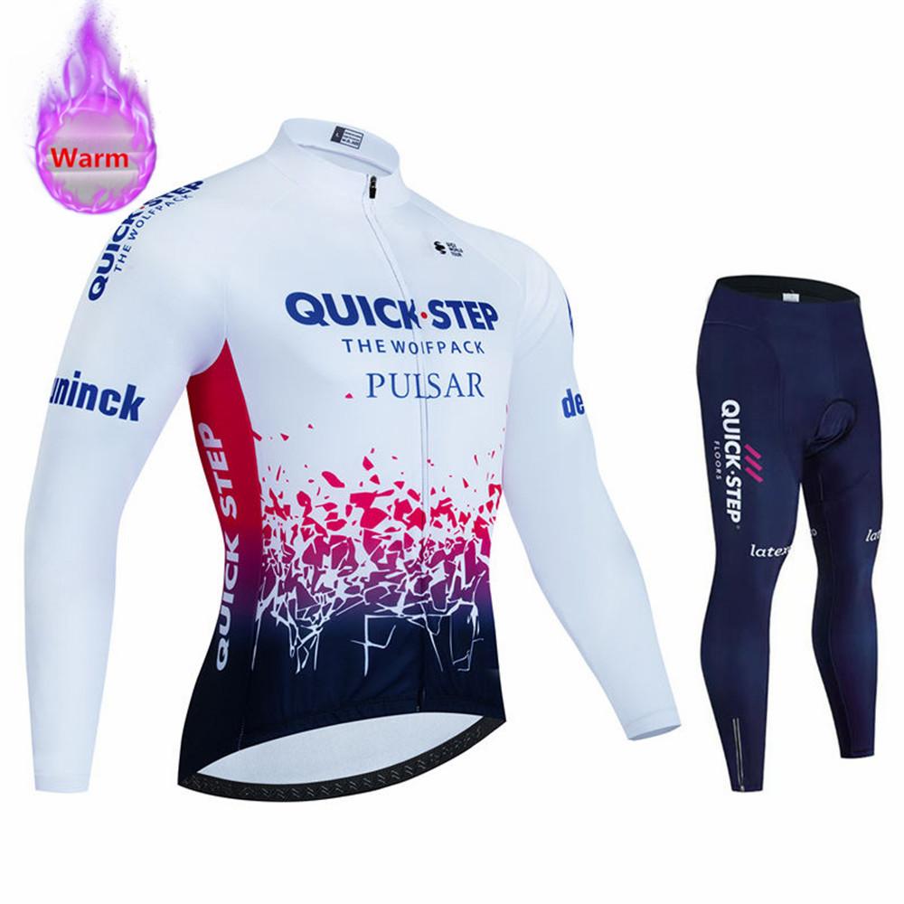 Soudal Quick Step 2026 Zimní cyklistický dres Termo fleecové cyklistické oblečení MTB Bicicleta Set Oblečení na cyklistiku Triathlon Cyklistický oblek