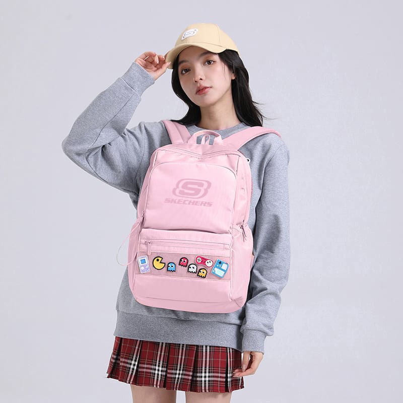 Skechers Oxford Cushioning Laptop Bag Business Trip Commute Travel Backpack Versatile Backpack Unisex Ice Pink L424K129-01UJ