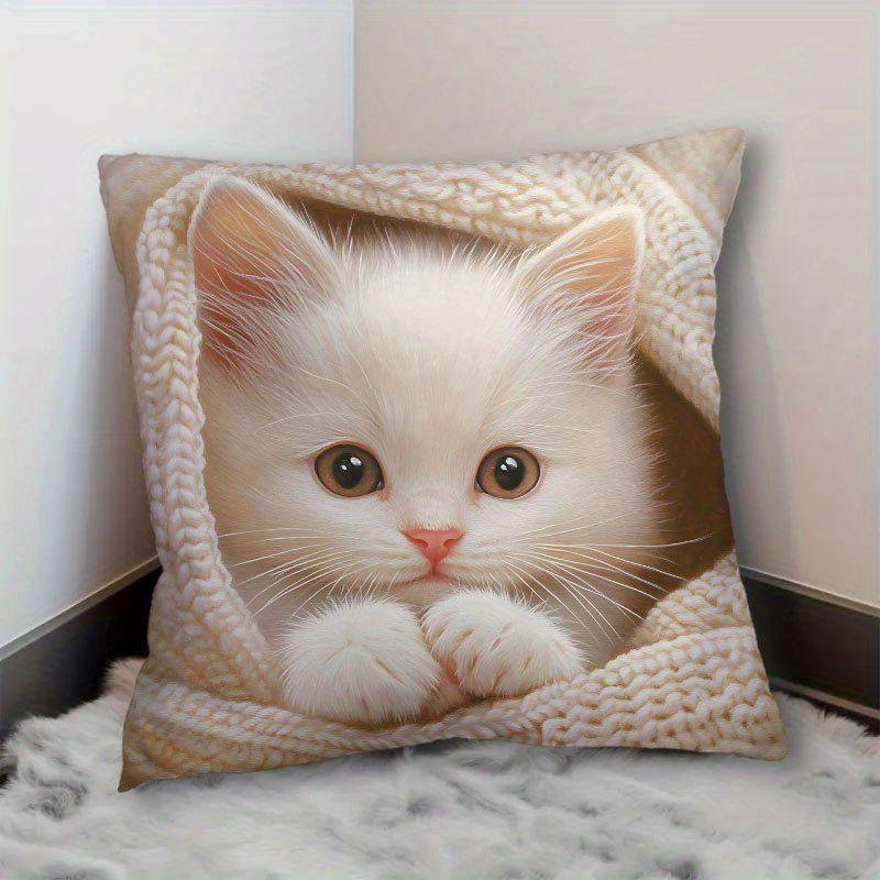 

Cat Pattern Pillowcase: Soft & Skin-Friendly, Ideal Home Decor 40x40cm/16x16inch червоний