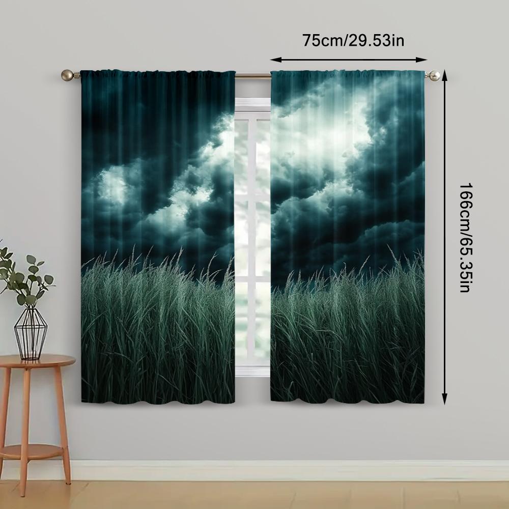 2pc, Window Curtains Dramatic Sky Polyester,Without Electricity Party Decorations Applies To Classroom, Office