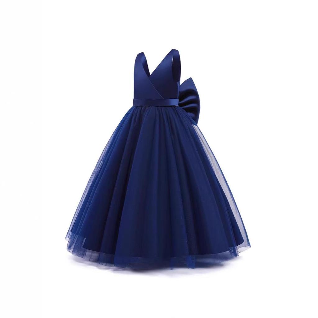 European & American Style Girls' Puffy Satin Mesh Sleeveless Gown for Weddings, Birthdays, & Performances - 2022 Collection