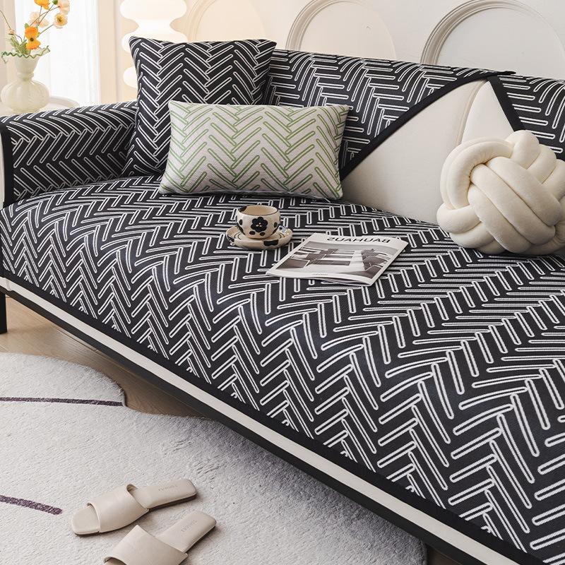 New Cool Sofa Cushion, Universal Cover For All Seasons, Summer Ice Silk Non-Slip Blanket, Cool Striped Sofa Cushion