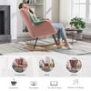 009 Mid Century Modern Rocking Chair made of Teddy Fabric with Tufted Cover, Padded Seat for Living Room and Bedroom, Pink