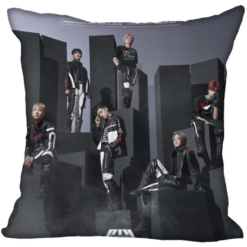 P1Harmony KPOP Cushion Cover Polyester Throw Pillow Case Super Soft Satin Fabric Cushion Cover Festive Home Decorative Cushions