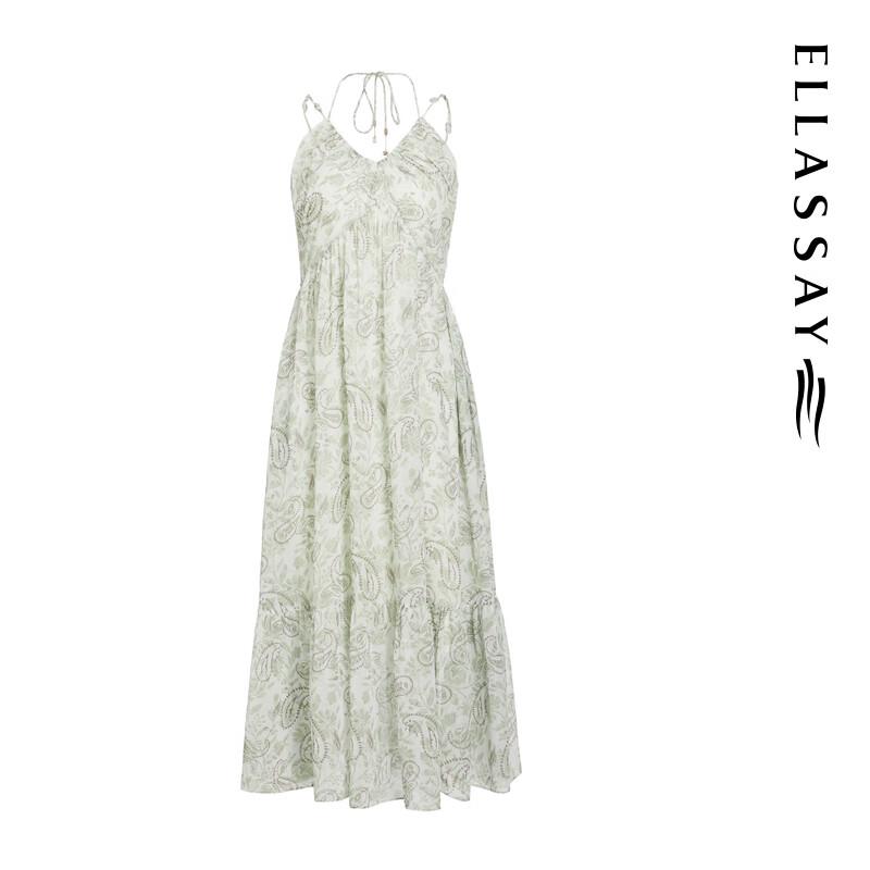ELLASSAY Women's Printed Tiered Chiffon Camisole Dress