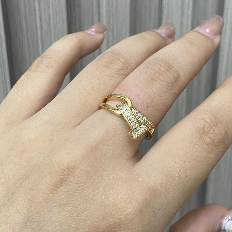 Real gold plated heavy industry full diamond letter T open ring does not fade ring