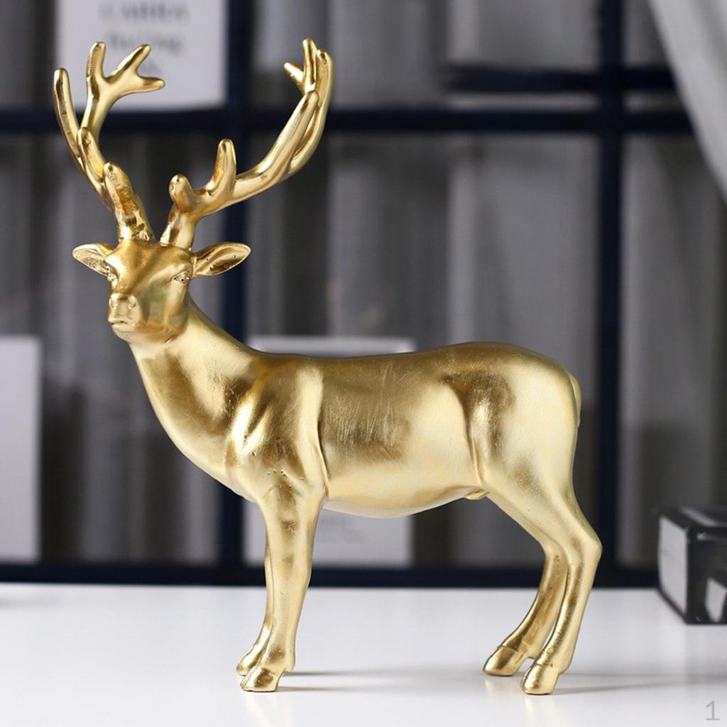 

Animal Statue Deer Model Decorative Sculpture Ornament Feng Shui Wedding for Tabletop Office Decor M золотистый