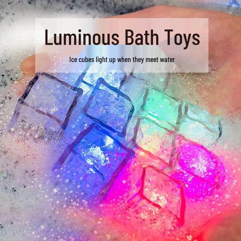 Magic Colorful Luminous Ice Cubes: Seven-Color Water-Activated Baby Bath Toy