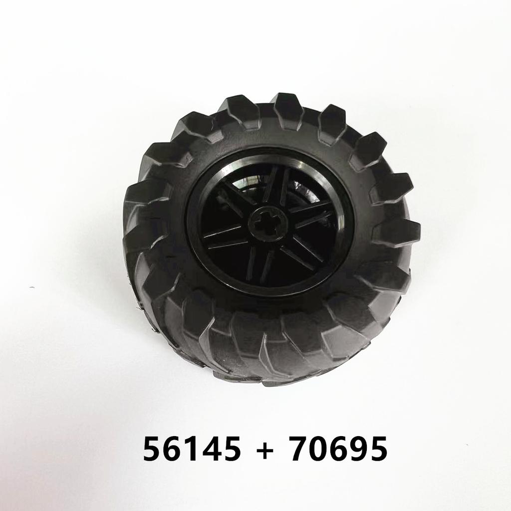 Rainbow Pig MOC Parts Wheel 56145 + Tire 44309 15413 55976 70695 Compatible Bricks DIY Building Blocks Particle Kid Toy Gift