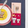Pink Felt Cutlery Pouch Cat 21x9cm