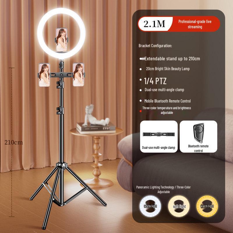 Professional Desktop Ring Light Stand for Streamers - Large Aperture Beauty & Selfie Light