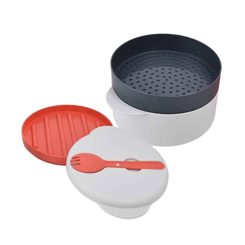 2L Capacity Microwave Steaming Container Multi Layer Microwave Food Container Home Cooking