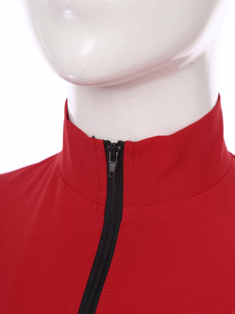 Damski Romper Cosplay Strażak na Halloween Kołnierzyk Stojący Długi Rękaw Zapięcie na Zamek Błyskawiczny z Przodu Kombinezon Pasek