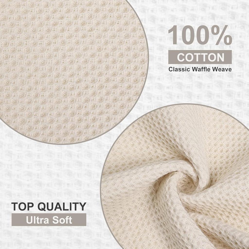 100% Cotton Kitchen Dish Cloths, 4-Pack Waffle Weave Dish Towels for Drying Dishes Super Soft Absorbent Quick Drying Dish Rags