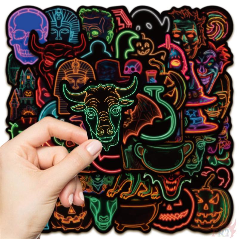 50Pcs/Set Neon Color. KUSO Funny Halloween Scary Horror Stickers DIY Fashion Waterproof Doodle Decals Stickers