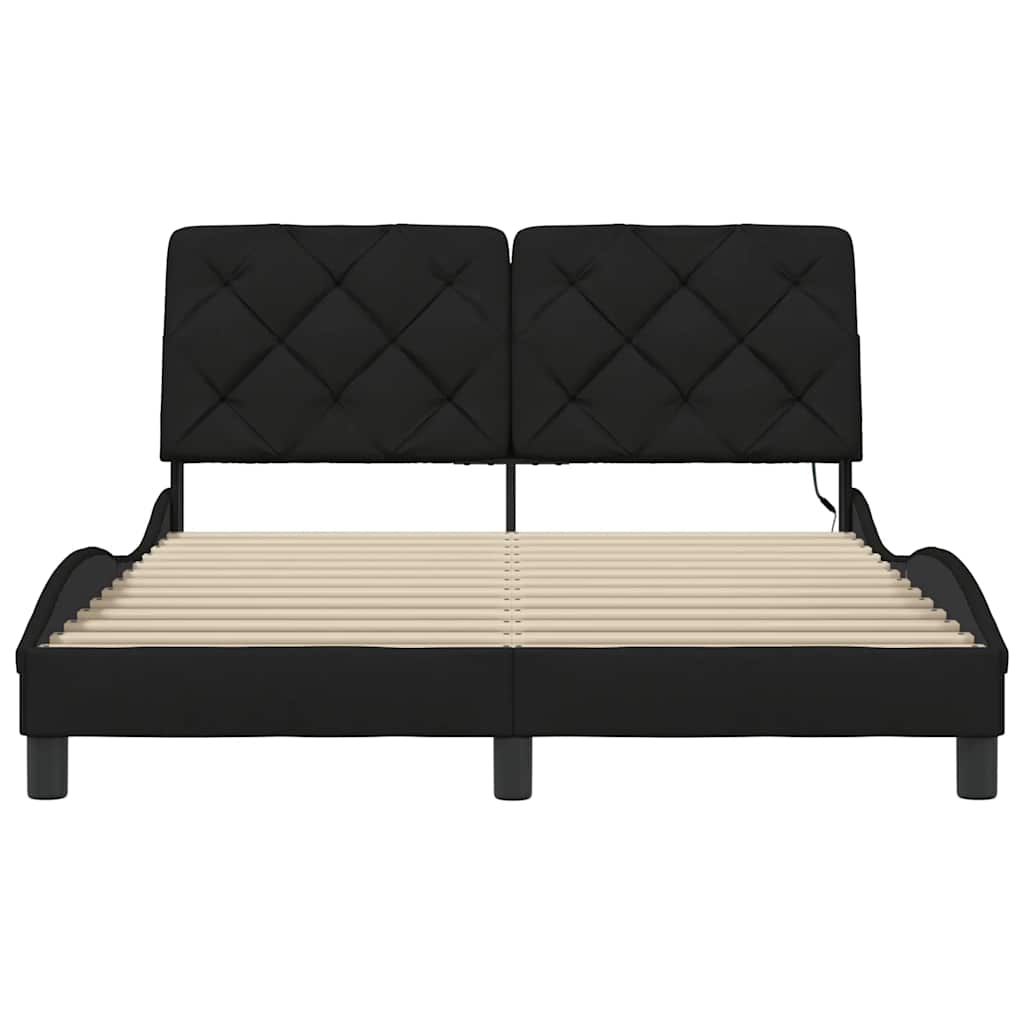 Bed Frame with LED Lights Without Mattress Black 120x200 Cm Fabric