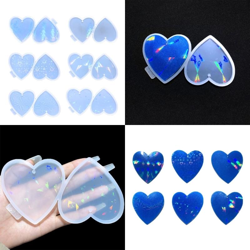 Shiny Light and Shadow Ornaments Silicone Epoxy Keychain Mold DIY Earrings Pendant Jewelry for Valentine Gift Crafts