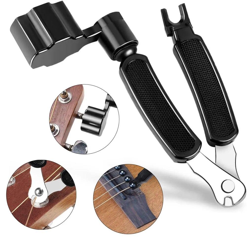 Professional Guitar String Winder Cutter and Bridge Pin Puller Guitar Repair Tool Functional 3 in 1