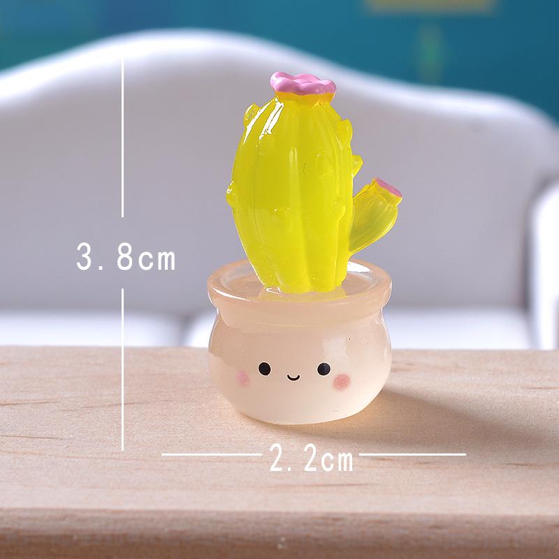

Миниатюрные фигурки Милые светящиеся суккуленты кактусы Микроландшафтные украшения для украшения дома Аксессуары для декора комнаты автомобиля жёлтый