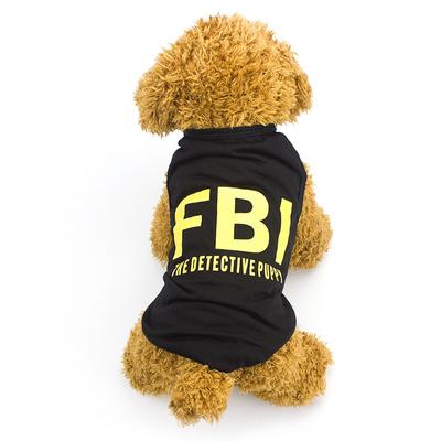 Oblečení pro domácí mazlíčky s potiskem FBI Módní tričko Měkké oblečení Oblečení pro domácí mazlíčky Letní bavlněné kabáty