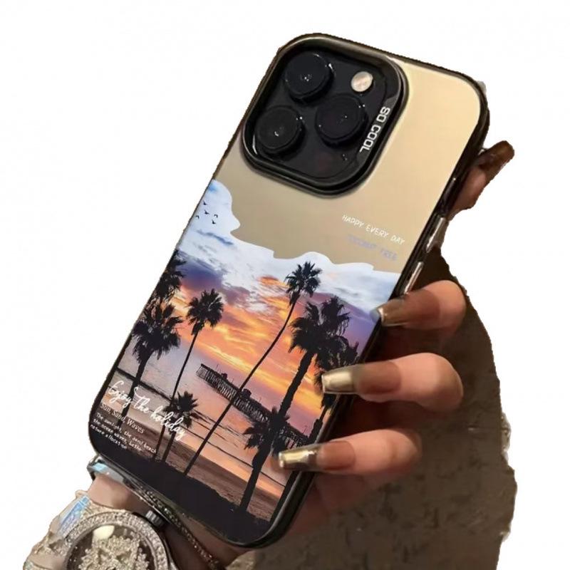 Silver Twilight Coconut Tree Phone Case for Apple 17/16/15 Pro/14 Pro Max/13/12/11/X