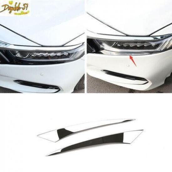 For Honda Accord 2018- Steel Chrome Front Headlight Lamp Eyebrow Trim Decor