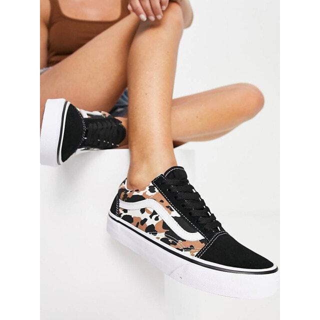 

Коричневые и черные кроссовки с коровьим принтом Vans Old Skool
