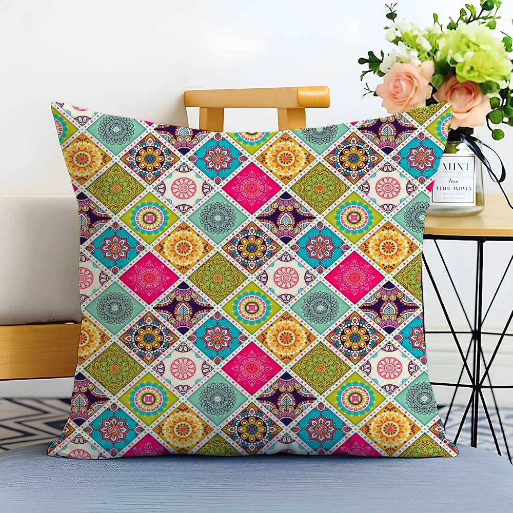 Classical impression Mandala Style Pillow Case Printed Brushed Fleece Pillow Baby Skin-Touch Eco-Friendly Dye-Sublimat