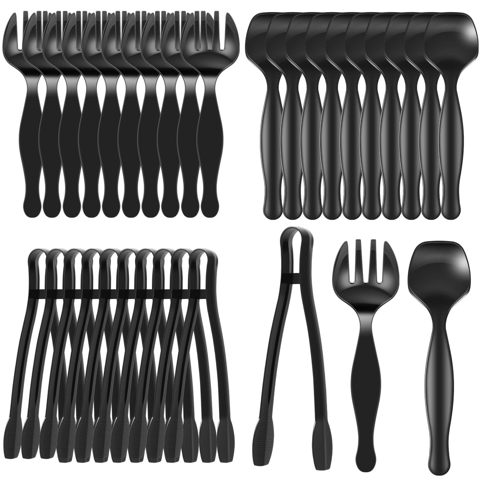 30Pcs Party Serving Utensils Set Large Spoons Forks Tongs for Serving Food Ergonomic Handle Serving Food Tools for Dinner Buffet