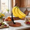 Draining Metal Banana Holder With Wood Base Stable Stand Banana Hanger Rack with Hook Hanging Fruit Storage Holder Home Use