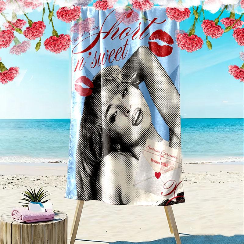Sabrina Carpenter Rhythm Print Beach Towel, Large Soft Quick Dry Towel for Beach Camping Swimming