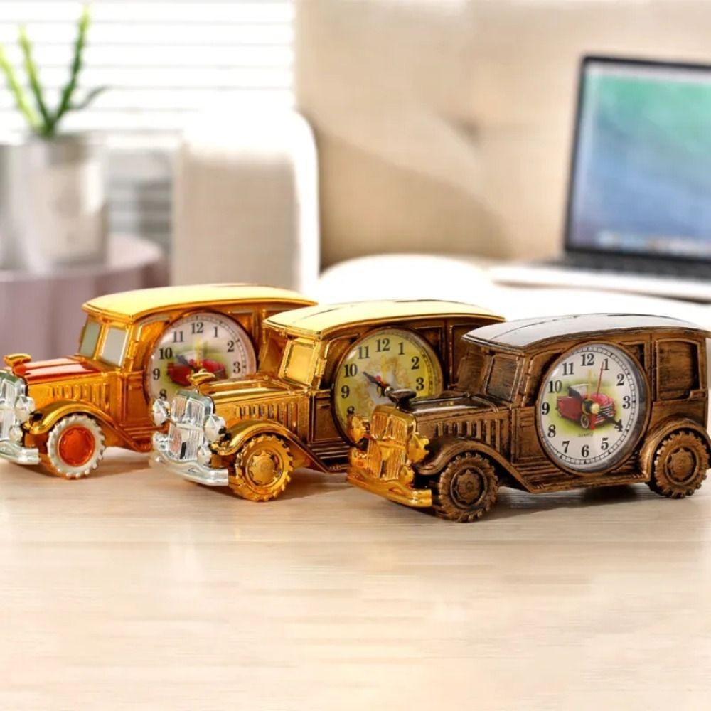 Digital Pointer Table Clock Car Shape Antique Clock Classic Car Alarm Clock Electronic Alarm Clock