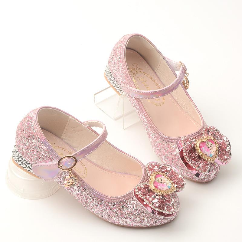 Children s High Heels Spring and Autumn New Girls  Princess Shoes Baby Elsa Princess Shoes Little Girls  Trendy Single Shoes 27Code/18cm розовый