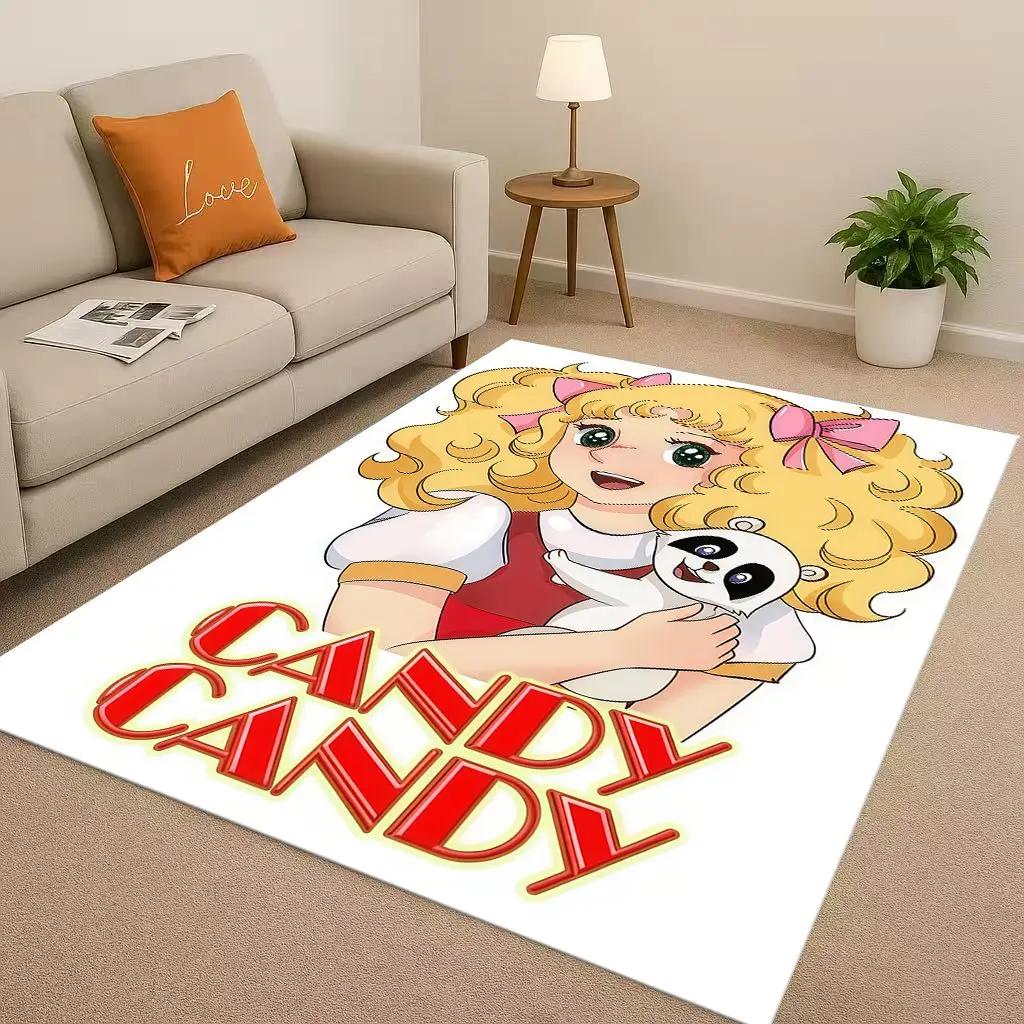 Retro  Candy Candy Sweet Girl Cartoon Room Non-Slip Area Rug Soft Carpet for Bedroom Playroom Sofa,Easy Clean Home Decor Doormat