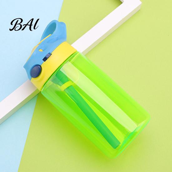 Anti Choking Training Bottle for Kids Cartoon Sippy Cup, 470ml Water with Straw Adjustable Strap, Pop Up Toddler Lid Flip Top Tumbler School, Portable