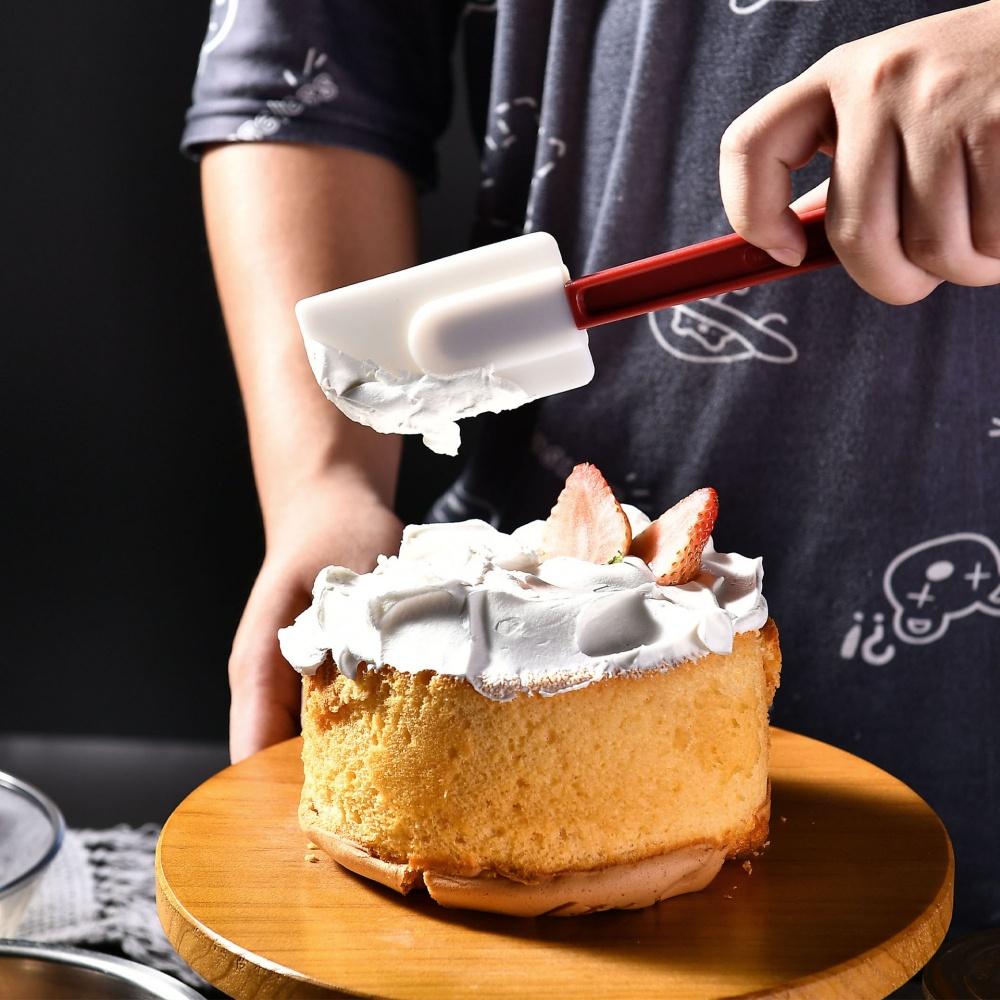 2 Pieces Food Grade Silicone Scraper Home Party DIY Cake Cream Scraper Extended Handle Baking Scraper Kitchen Baking Kit Tools