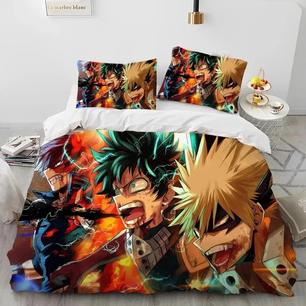 

Comforter Anime My Hero Academia Izuku Deku Bedding Set Printed With Bed Soft Single Double Queen Super King Size Comforter (quilt)-EU Single(135*200cm)3pcs
