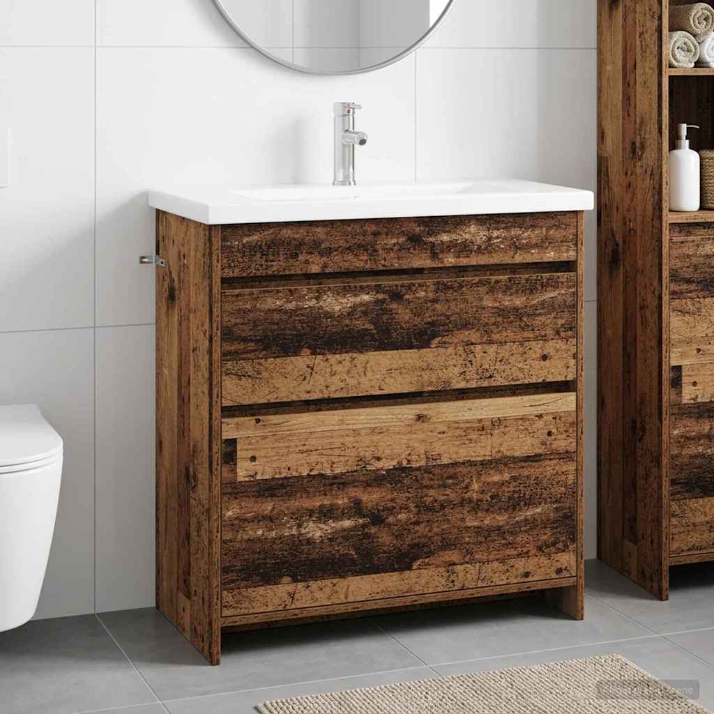 Bathroom Furniture Set Reclaimed Wood Look 32.0 x 15.7 x 33.3 in (L x W x H) Engineered Wood